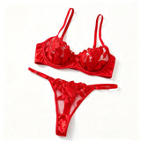 Fairy Lingerie Floral Valentine Charming Brief Panty Underwear Sexy Nighty Underwear Women See Through Bra Brief Set