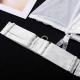 Toucheart 5-Pieces Erotic Lingerie Sexy Hip Skirt For Women Mesh Patchwork Hollow Out See-Through Lure Garters Underwear Suit