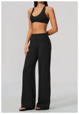 Summer 2 Piece Yoga Sets Women Tight Back Cross Sports Bra High Waist Peach Hip Wide Leg Pants Gym Running Fitness Workout Suits