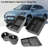Car Interior Accessories for BYD Seal U Sea Lion 6 Song Plus DMI 2023 2024 2025 Cup Holder Armrest Storage Box Stowing Tidying