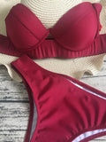 Neon Green Push Up Bra Cup Bikini Women Bandeau Swimsuit Female Swimwear Two Pieces Bikini Set Brazilian Bathing Suit Swim Lady