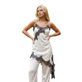 Women's Summer Solid Color Long Camisoles Tops Spaghetti Strap Stylish Lace Trim Casual Tank Tops for Indoor Outdoor Wear