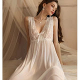 Large Sexy Night Dress Ice Silk Satin Sleepwear Female Nightgown Women Sleeping Dresses Plus Size Night Shirts