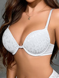 Women's Front Closure Underwire Bra Solid Color Push Up Bralette Sexy Deep V Lingerie Underwear Padded Bra