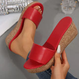 Fashion White Wedges Sandals Women Plus Size 43 Chunky Platform Slippers Woman Lightweight Peep Toe High Heel Sandals Female