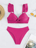 Wrinkled Ruffle Frilled Bra Cup Bikinis 2026 Female Swimsuit Women Swimwear Two Pieces Bikini Set Push Up Beachwear Bathing Suit
