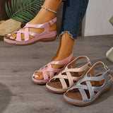Rome Style Cross Strap Wedges Sandals Women Summer Lightweight Platform Sandles Woman Plus Size 43 Peep Toe Gladiator Sandals