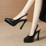 Baotou Slingbacks Sandals Women's Summer 2026 New Pointed Thin Heel High Heels for Ladies Waterproof Table Not Tired Foot Shoes