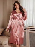 Noble And Elegant Solid Color Fashionable Nightgown Autumn And Winter Plus Size Women's Robe