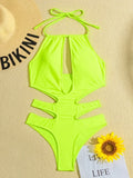2025 New Sexy Halter Women Swimwear One Piece Swimsuit Female Hollow Out Monokini Bather Bathing Suit Summer Beach Wear Bodysuit