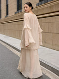 Women's Sheer Chiffon Long Dress Stylish Ruffle Trim V Neck Long Sleeve Loose Fit Dress See Through Cover-ups Streetwear