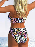 Sexy Pink Leopard Print Gradient Bikini Set Women Drawstring V Neck Push Up High Waist Swimsuit 2026 Beach Bathing Suit Swimwear