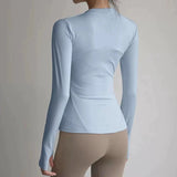 Women's Slim Fit Quick Dry Yoga Fitness Jacket Professional Running Sports Long Sleeve Top for Slimming Effect