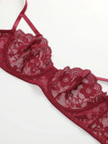 High Quality New Sexy Underwear For Women's Lace Transparent Hollow 3/4 Bra Gathering Steel Ring Push Up Underwear Set HR2634