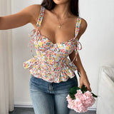 Phantasy French Style Strap Fishbone Camisole Women Hosweet Lace up Backless Tank Top Night club Crop Top Lady Women Clothing