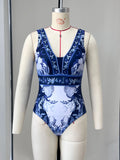 New Swimsuit High-End Design 2Pcs Floral Print Ruffle Slimming Holiday Sexy Hot Spring One Piece Swimsuit for Women
