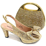 Doershow High Quality African Style Ladies Shoes And Bags Set Latest green Italian Shoes And Bag Set For Party  HA1-1
