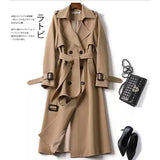 Phantasy Trench Coat Women Long Sleeve Jacket British Style Long Cloack Lace Up Elegant Office Lady Trench Spring Autumn Outfit