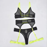 See Through Lingerie Set Temptation Sexy Underwear Lace Transparent Exotic Sleepwear Women Bra And Panty Garter Kits