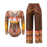 2025 Long Sleeve Sheer Sun Protection One-Piece Set Swimsuit Women Sexy Rash Guard Swimwear Bodysuit Beachwear With Cover up