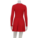 FDYOUI 2026 Sexy Mesh Patchwork A-line Short Dress Streetwear Women's O-neck Long Sleeve High Waist Tuncs Party Club Dresses