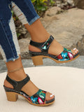 Women's Peep Toe Hihg Heel Sandals 2026 Gladiator Shoes Chunky Heel Platform Women's Sandals Flower Ladies Heeled Shoes