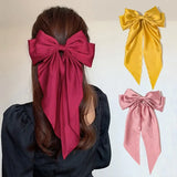 Women Girl Large Bow Hairpin Korean Headbands for Women Big Bowknot Barrettes Wedding Solid Color Ponytail Clip Hair Accessories