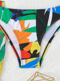 4 Pieces Triangle Bikinis 2026 Women Padded Swimwear Female Sexy Printed Swimsuit Bathers Bathing Swimming Swim Suit Beachwear