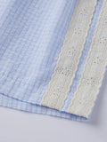 Women's Loose Shorts Elastic Waist Plaid Print Wide Leg Short Pants Summer Casual Daily Beach Athletic Wear
