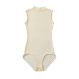 Solid Color Spring Stand-up Collar Sleeveless Tank Top For Women Light Mature Style Sexy Slim-fit See-through Mesh Bodysuit WHBH