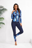 2026 Long Sleeve Zipper Surfing Swimsuit Print Pants Swimwear Women Two Pieces Diving Clothes Beachwear Bathing Swimming Suit