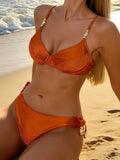 S - XL Shiny Underwired Mid Waist Bikini Women Swimsuit Female Swimwear Two-pieces Bikini Set Push Up Bathing Suit Swim Lady