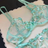 Everyday French Lace Bra Set Sheer Mesh Underwire Large Bust Support Floral Embroidery Comfort Wear Sexy MOYISU Panty Tushy Set