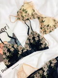 MOYISU French Lace Bralette Set for Small Breasts No Underwire Summer Bras Sexy Triangle Bra Petite Girls, Pure Desire Lingerie