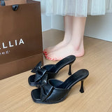 Slim Heel Slippers Women Spring Summer 2026, Princess Style Butterfly Bow High Heels, Cool Slippers