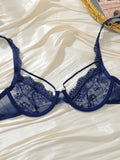 Women's Sexy Ultra-Thin Lace Bra No Steel Ring Gathered Adjustable Straps Easy Wash And Dry Floral Design Fun Bra MR3006