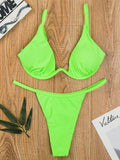 Sexy Push Up Underwired V-bar Bikini Women Swimsuit Female Swimwear Two-pieces Bikini set Micro Thong Bathing Suit Swim Lady