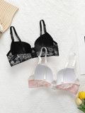 Women's 2-piece Sexy Bra With Printed Pattern And Steel Ring Gathered Push Up Bra Women's Daily Close Fitting Casual Bra A3154