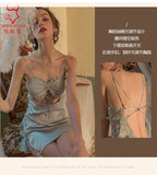 TJ large size sexy suspender skirt women's home nightgown