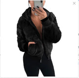 Phantasy Women's Hoodies Women Clothing Streetwear New Style Fashion Hooded Imitation Fur Plush Coat Solid Color Jacket Female