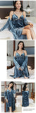 Gold velvet pajamas, autumn and winter sexy suspender nightgown, nightgown set with chest pad, large size home clothes