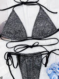 Shiny Sparkling Wrap Around Bikini Female Swimsuit Women Swimwear Two-pieces Bikini Set Mini Micro Thong Bathing Suit Swim Lady