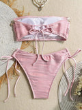 XS - XL Wrinkled Shells Bandeau Bikini Women Swimwear Female Swimsuit Two-pieces Bikini Set Bather Bathing Suit Swim Beachwear