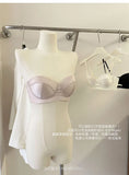 TikTok Viral MOYISU Summer Satin Bralette Strapless Push Up Bra&Set French Retro Anti Sag Lingerie Set Small Breast Support Gift