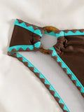 ZTVitality Sexy Coffee Color Patchwork Two-Piece Bikinis 2026 Women's Push Up Halter Bandage Swimsuit Holiday Swimwear Biquini