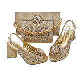 Doershow African fashion Italian Shoes And Bag Sets For Evening Party With Stones pink Italian Handbags Match Bags!  HFV-25