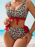 Sexy Black Zebra Print Bow Patchwork Bikini Set 2026 Women Push Up High Waist Swimsuit Beach Bathing Suit Two Piece Swimwear