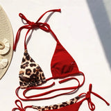 Halter Splicing Leopard Bikinis 2026 Satin Bikini Female Swimsuit Women Swimwear Two-pieces Bikini Set Micro Bathing Suit Swim