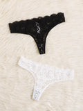 Transparent lace sexy women's thong black and white two pairs of women's underwear invisible underwear bikini A360