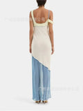 Summer New V-neck Sleeveless Long Dress Women Fashion Casual Comfortable Slim Sexy One Shoulder Lace Off Shoulder Maxi Dresses